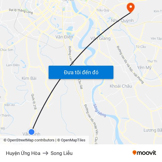 Huyện Ứng Hòa to Song Liễu map