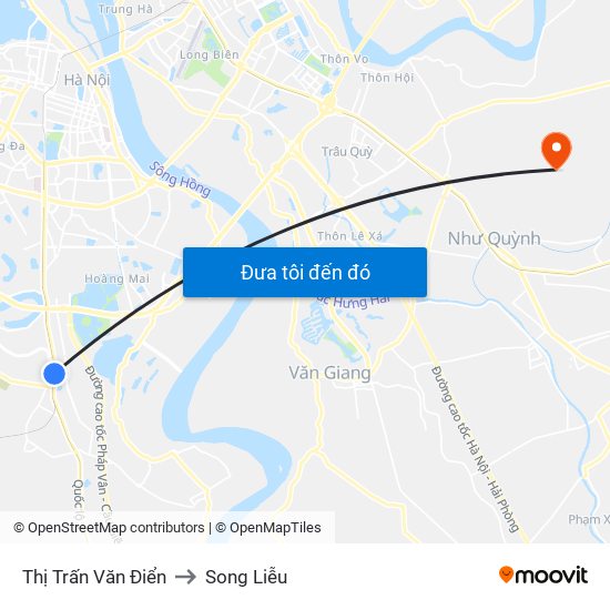 Thị Trấn Văn Điển to Song Liễu map