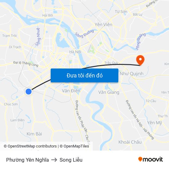 Phường Yên Nghĩa to Song Liễu map