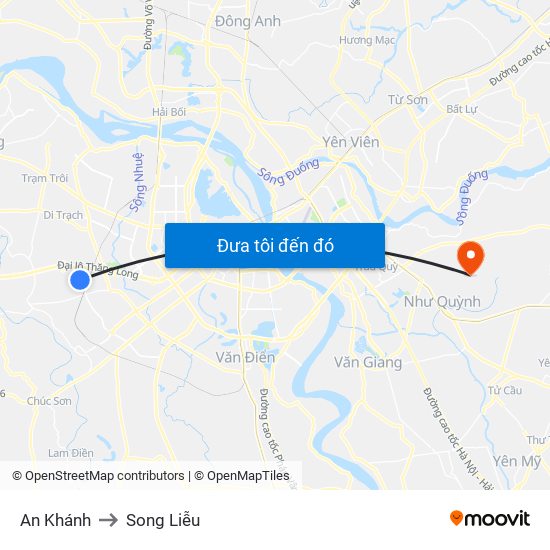 An Khánh to Song Liễu map