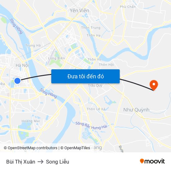 Bùi Thị Xuân to Song Liễu map