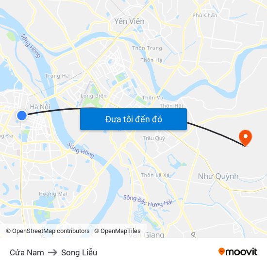 Cửa Nam to Song Liễu map