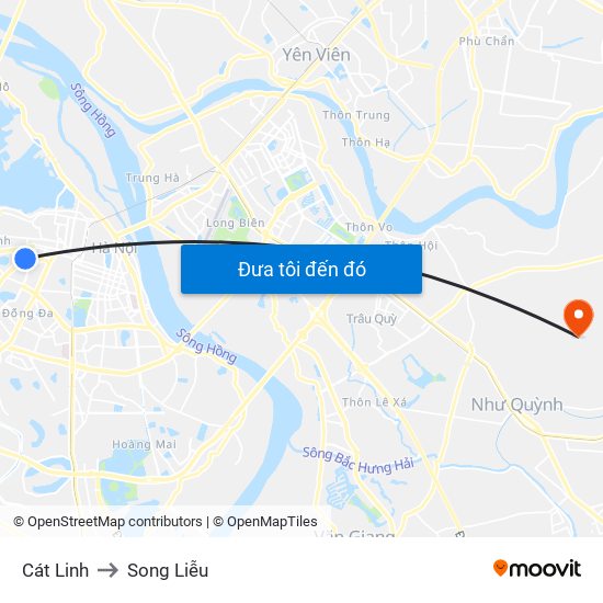 Cát Linh to Song Liễu map