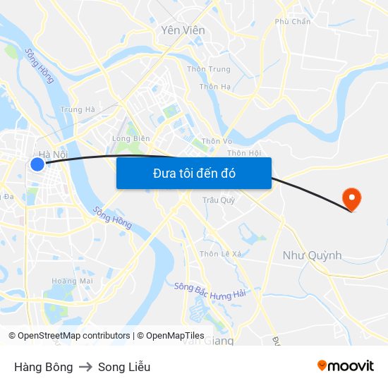 Hàng Bông to Song Liễu map