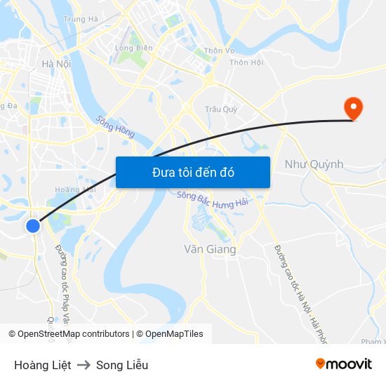 Hoàng Liệt to Song Liễu map