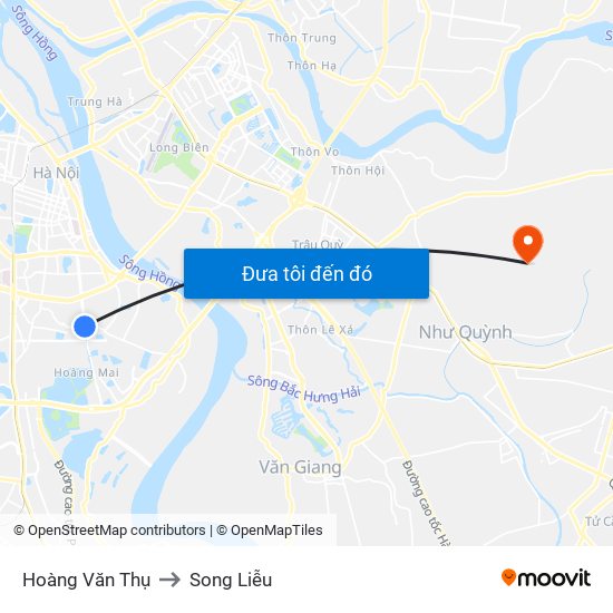 Hoàng Văn Thụ to Song Liễu map