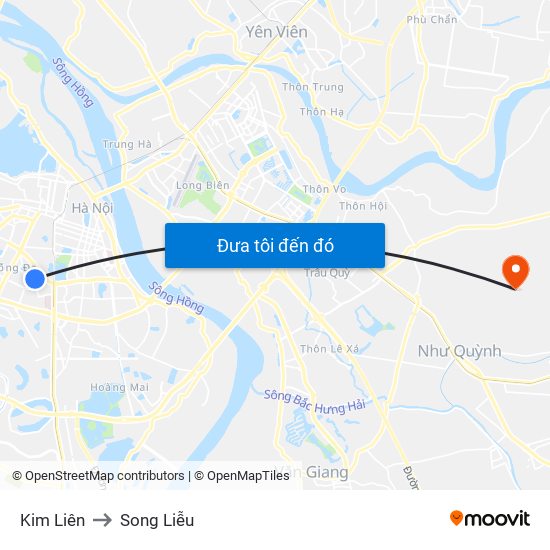 Kim Liên to Song Liễu map