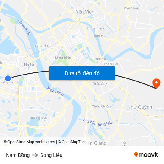 Nam Đồng to Song Liễu map