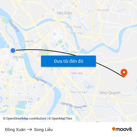 Đồng Xuân to Song Liễu map