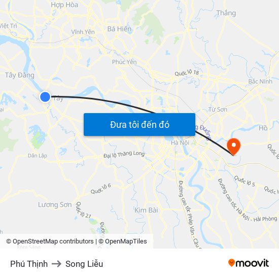 Phú Thịnh to Song Liễu map