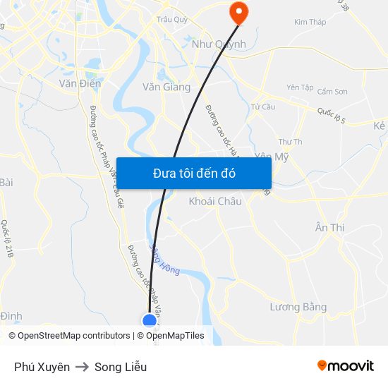 Phú Xuyên to Song Liễu map