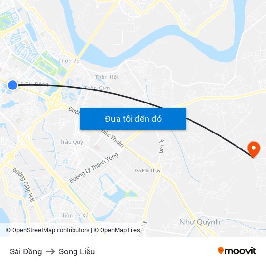Sài Đồng to Song Liễu map