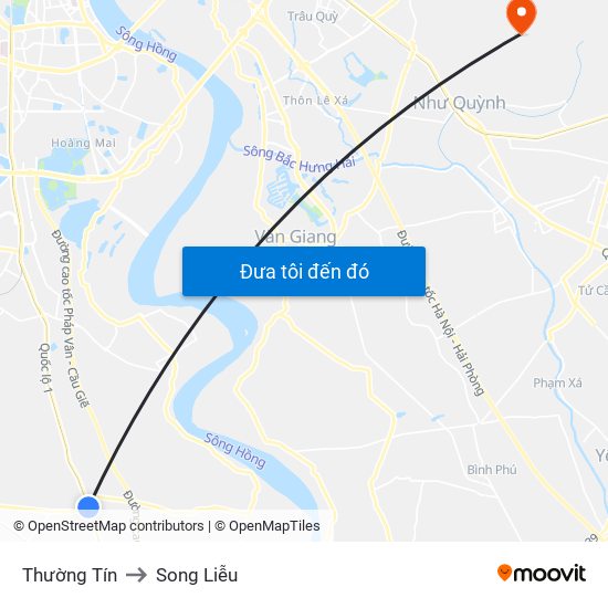 Thường Tín to Song Liễu map