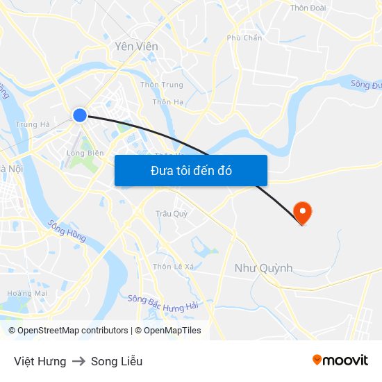 Việt Hưng to Song Liễu map