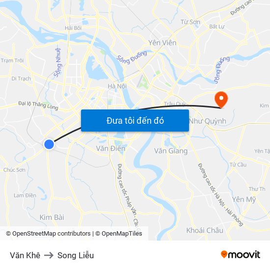 Văn Khê to Song Liễu map