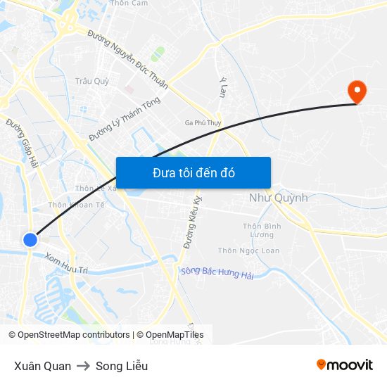 Xuân Quan to Song Liễu map