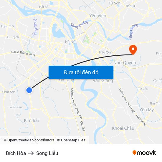 Bích Hòa to Song Liễu map