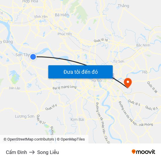 Cẩm Đình to Song Liễu map