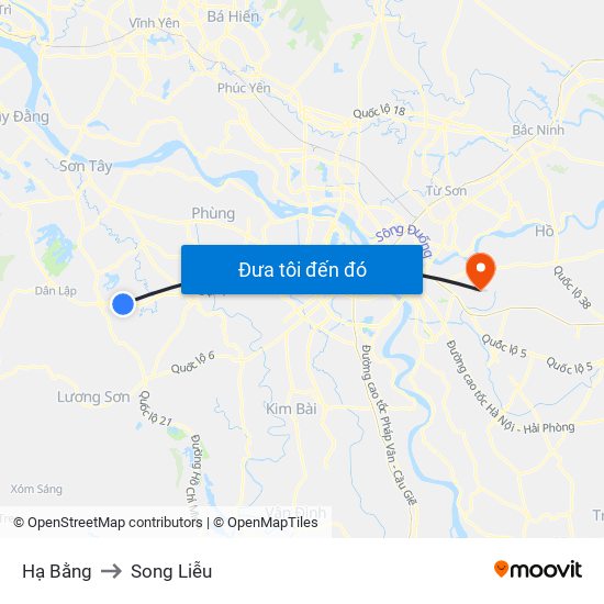 Hạ Bằng to Song Liễu map