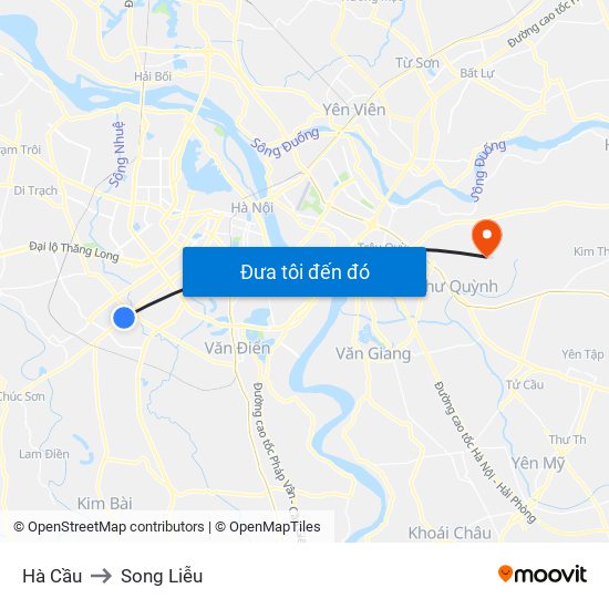 Hà Cầu to Song Liễu map