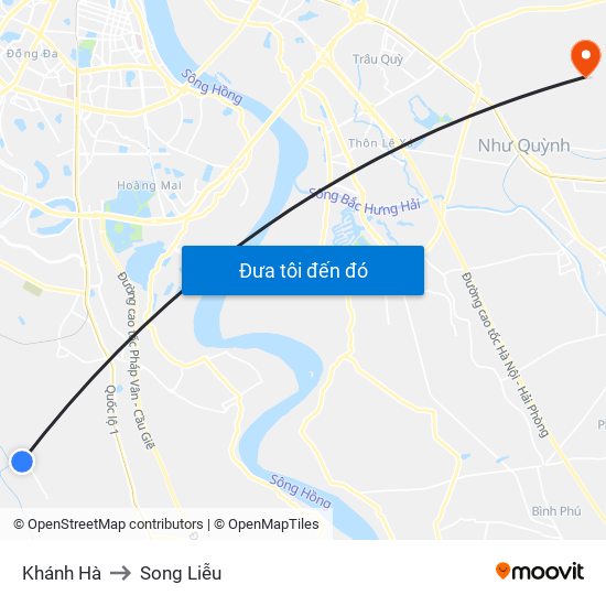 Khánh Hà to Song Liễu map