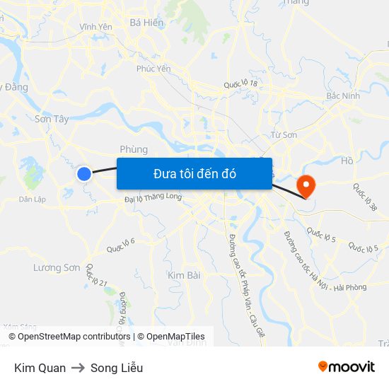 Kim Quan to Song Liễu map