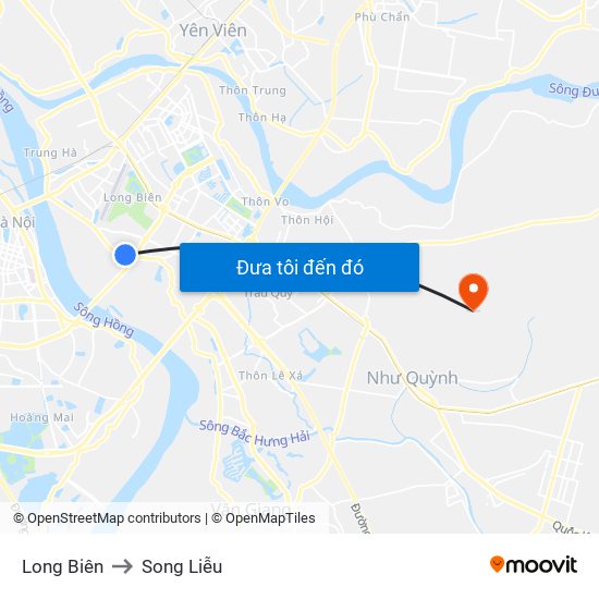 Long Biên to Song Liễu map