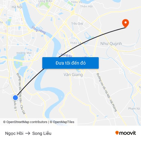 Ngọc Hồi to Song Liễu map