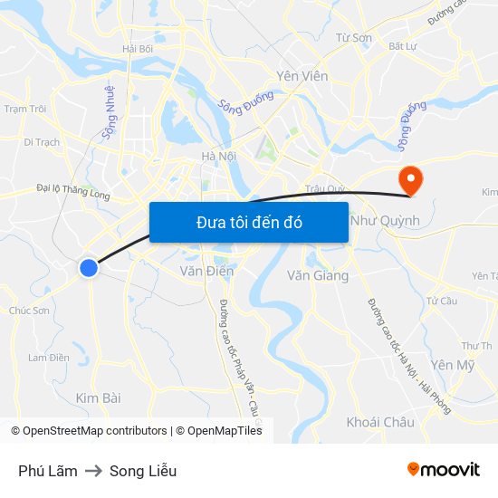 Phú Lãm to Song Liễu map