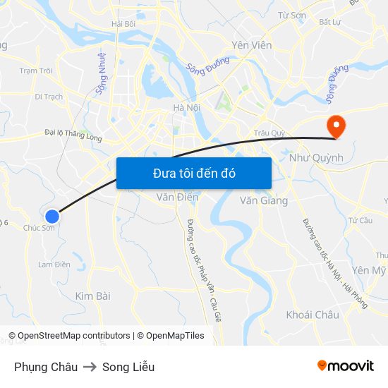 Phụng Châu to Song Liễu map