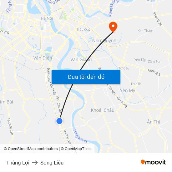 Thắng Lợi to Song Liễu map