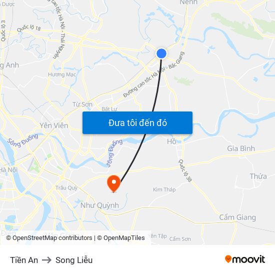 Tiền An to Song Liễu map