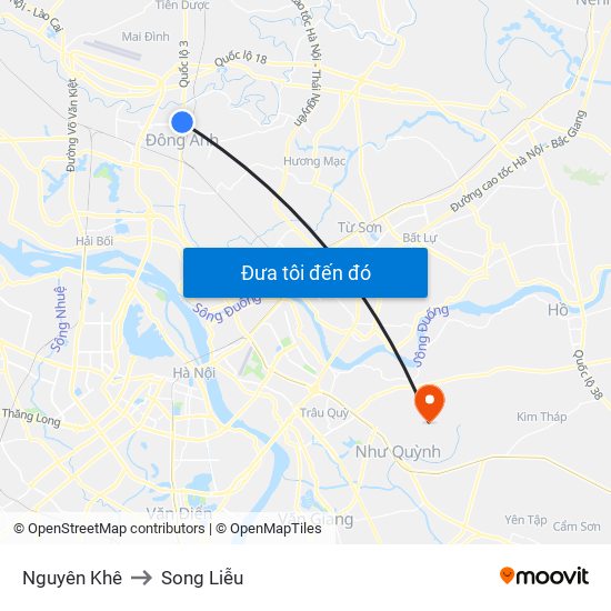 Nguyên Khê to Song Liễu map