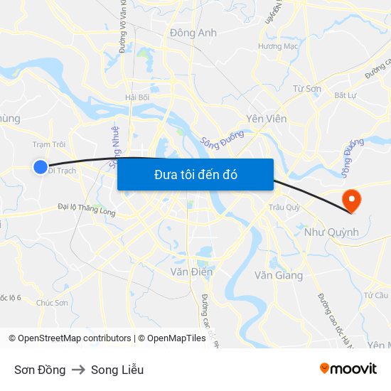 Sơn Đồng to Song Liễu map