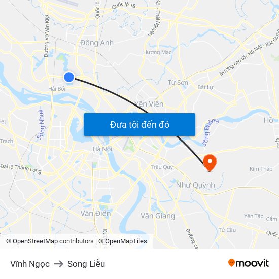 Vĩnh Ngọc to Song Liễu map