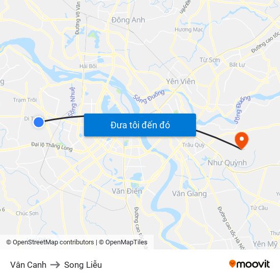 Vân Canh to Song Liễu map