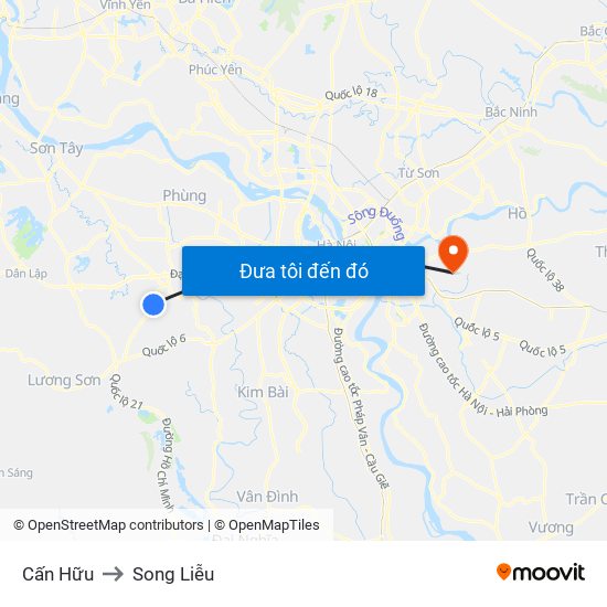 Cấn Hữu to Song Liễu map