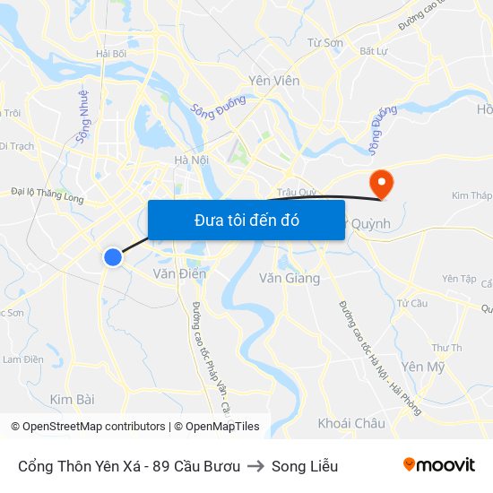 Cổng Thôn Yên Xá - 89 Cầu Bươu to Song Liễu map