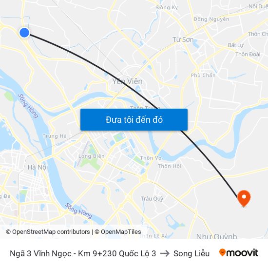 Ngã 3 Vĩnh Ngọc - Km 9+230 Quốc Lộ 3 to Song Liễu map