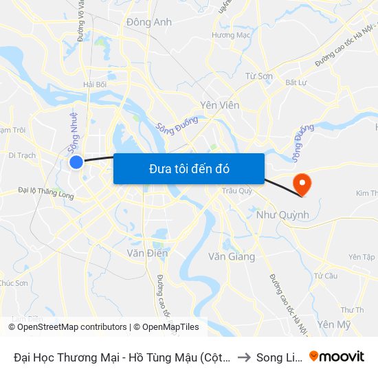 Đại Học Thương Mại - Hồ Tùng Mậu (Cột Sau) to Song Liễu map