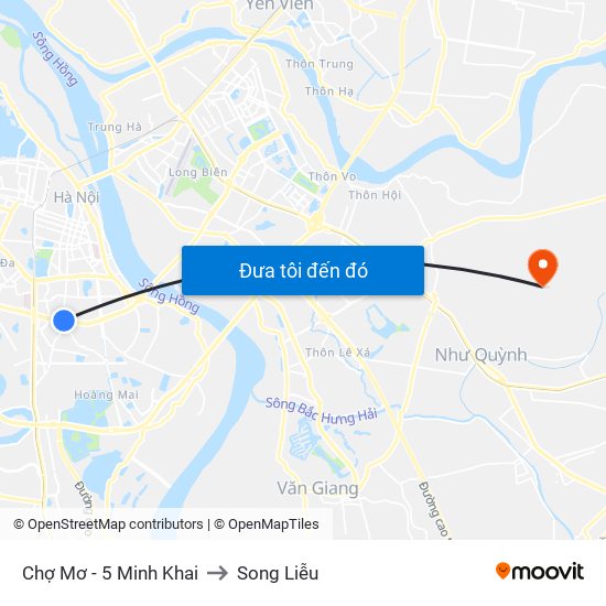 Chợ Mơ - 5 Minh Khai to Song Liễu map