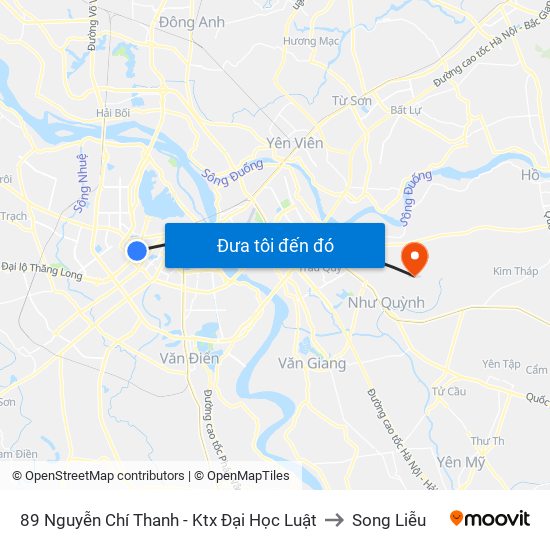 89 Nguyễn Chí Thanh - Ktx Đại Học Luật to Song Liễu map