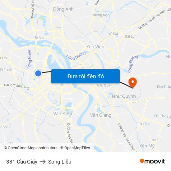 331 Cầu Giấy to Song Liễu map