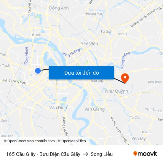 165 Cầu Giấy - Bưu Điện Cầu Giấy to Song Liễu map