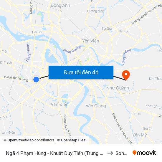 Ngã 4 Phạm Hùng - Khuất Duy Tiến (Trung Tâm Hội Nghị Quốc Gia) to Song Liễu map