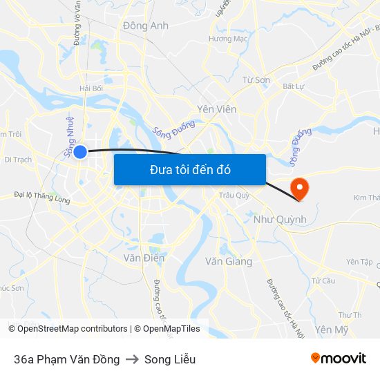 36a Phạm Văn Đồng to Song Liễu map