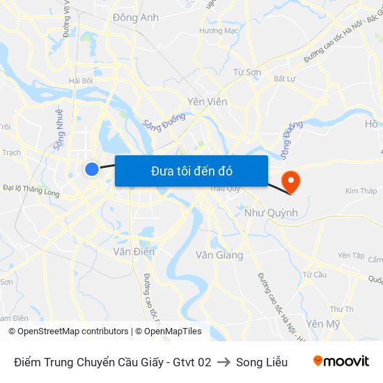 Điểm Trung Chuyển Cầu Giấy - Gtvt 02 to Song Liễu map