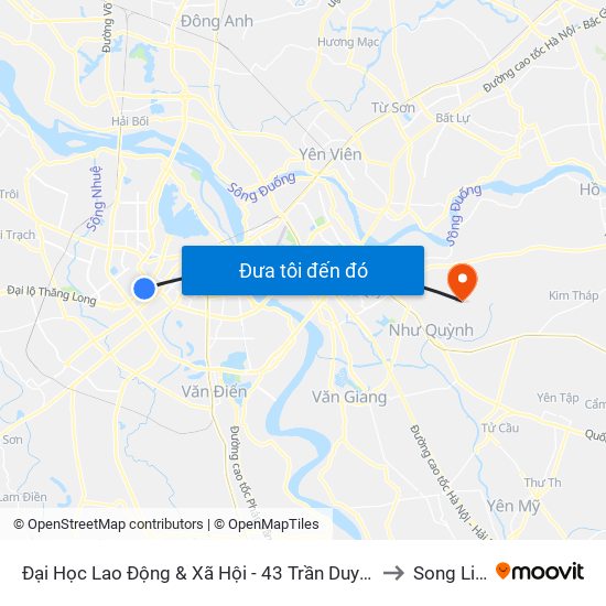 Đại Học Lao Động & Xã Hội - 43 Trần Duy Hưng to Song Liễu map