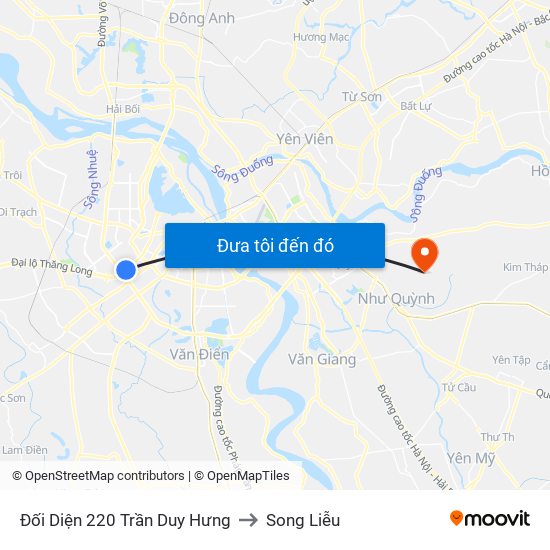 Đối Diện 220 Trần Duy Hưng to Song Liễu map