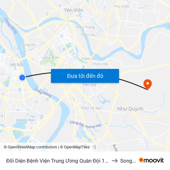 Đối Diện Bệnh Viện Trung Ương Quân Đội 108 - Trần Hưng Đạo to Song Liễu map